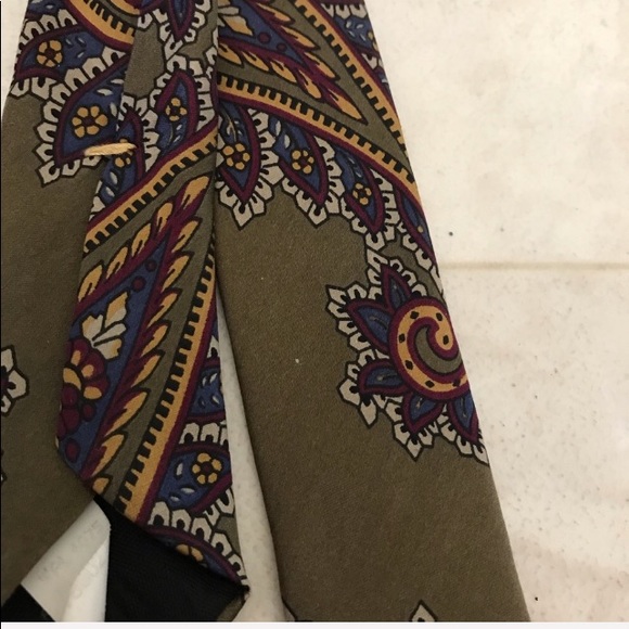 Oscar De La Renta Couture Camel Brown Paisley Tie - Picture 5 of 6